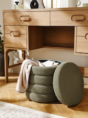 Casual Boucle Sage Green Ribbed Storage Stool - Image 2 of 6