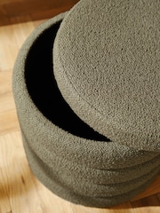Casual Boucle Sage Green Ribbed Storage Stool - Image 3 of 6