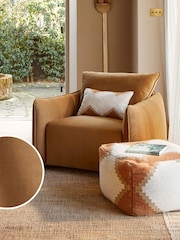 Soft Velvet Caramel Brown Ashby Accent Chair - Image 1 of 8