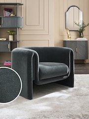 Opulent Chenille Slate Grey Rana Accent Chair - Image 1 of 9