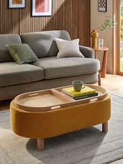 Soft Velvet Ochre Yellow Ashton Large Storage Stool - Image 2 of 9