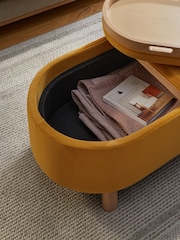 Soft Velvet Ochre Yellow Ashton Large Storage Stool - Image 5 of 9