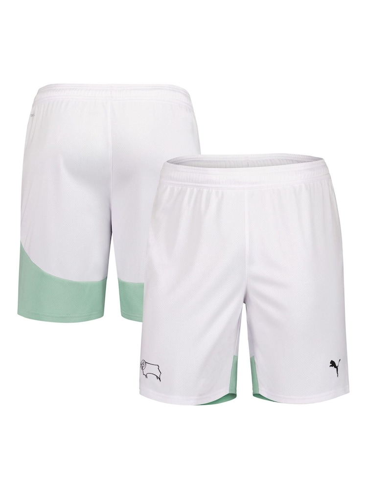 Puma White Derby County Away Shorts 2024-25 - Image 1 of 3