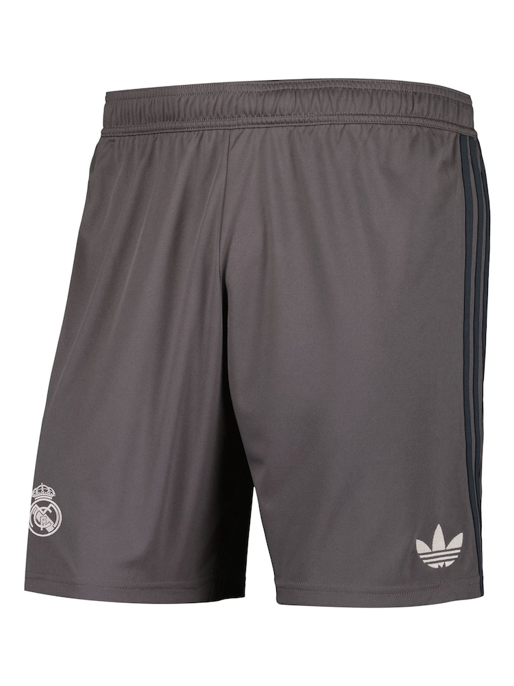 adidas Grey Real Madrid Third Shorts 2024-25 Kids - Image 2 of 3