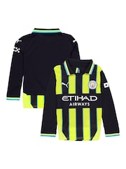 Puma Blue Manchester City Away Shirt 2024-25 Long Sleeve Kids - Image 1 of 4