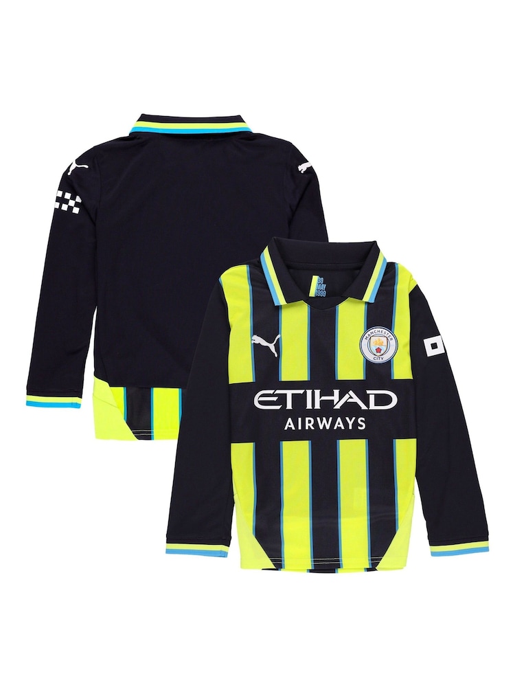 Puma Blue Manchester City Away Shirt 2024-25 Long Sleeve Kids - Image 1 of 4