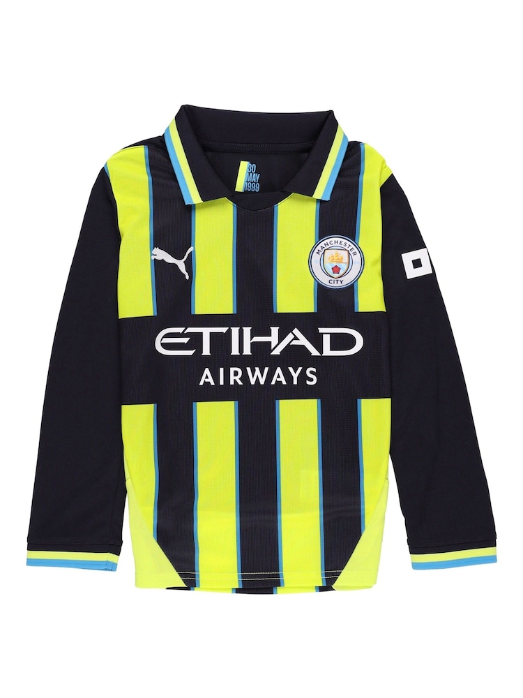 Puma Blue Manchester City Away Shirt 2024-25 Long Sleeve Kids - Image 2 of 4