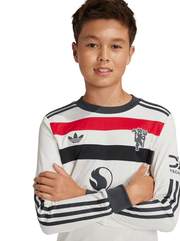 adidas White Manchester United Third Shirt 2024-25 Kids Long Sleeve - Image 1 of 5