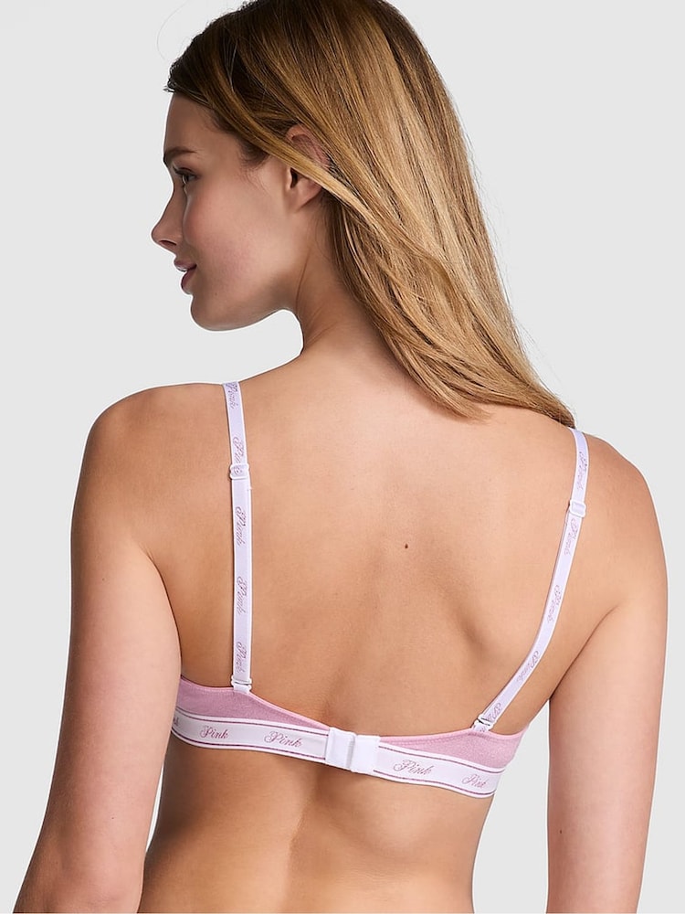 Victoria's Secret PINK Petal Pink Shine Push Up Cotton Logo Bra - Image 2 of 4