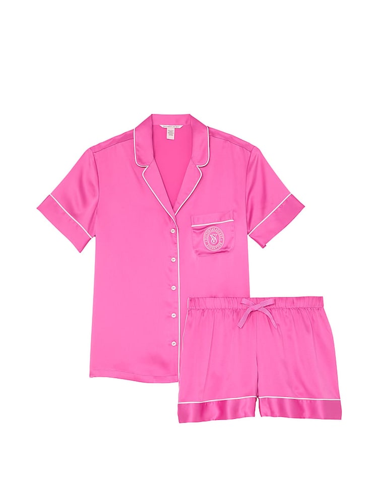 Victoria's Secret New Peony Pink Satin Short Pyjama Set - Image 3 of 3