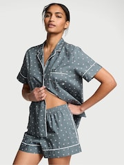 Victoria's Secret Steel Grey Flowers Cotton Short Pyjama Set - Image 1 of 3