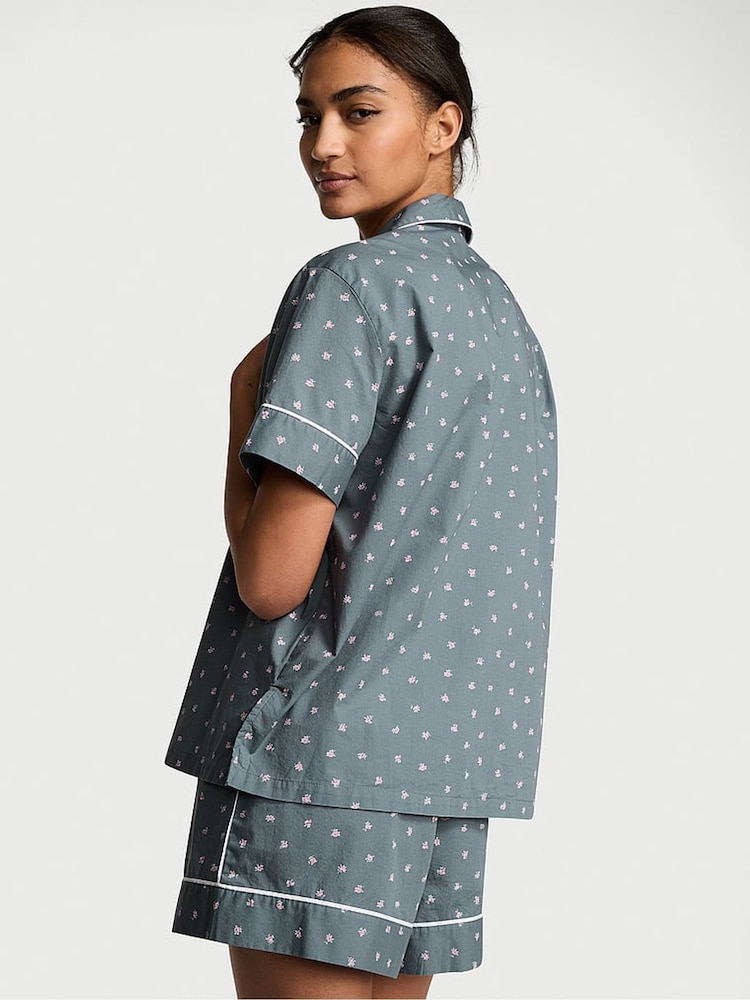 Victoria's Secret Steel Grey Flowers Cotton Short Pyjama Set - Image 2 of 3