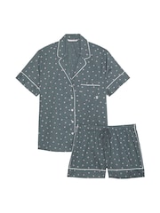 Victoria's Secret Steel Grey Flowers Cotton Short Pyjama Set - Image 3 of 3