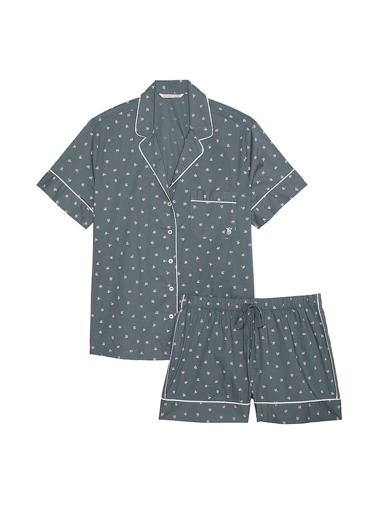 Victoria's Secret Steel Grey Flowers Cotton Short Pyjama Set - Image 3 of 3