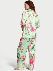 Victoria's Secret Mint Green Floral Satin Long Pyjama Set - Image 2 of 3