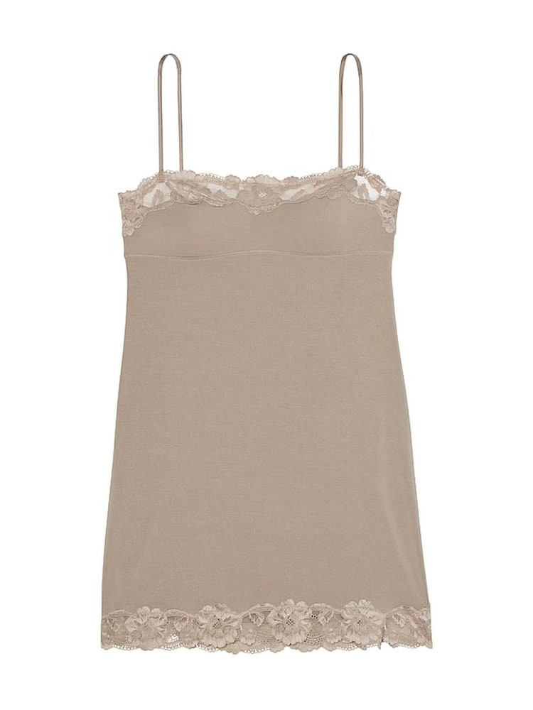 Victoria's Secret Turtle Dove Grey Modal Straight Neck Slip Dress - Image 3 of 3