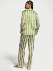 Victoria's Secret Green/Caramel Stripe Satin Long Pyjama Set - Image 2 of 3
