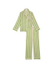 Victoria's Secret Green/Caramel Stripe Satin Long Pyjama Set - Image 3 of 3
