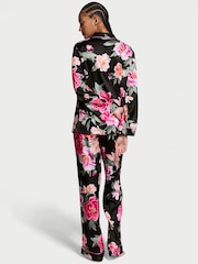 Victoria's Secret Black Floral Bouquet Satin Long Pyjama Set - Image 2 of 3