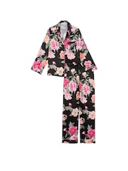 Victoria's Secret Black Floral Bouquet Satin Long Pyjama Set - Image 3 of 3
