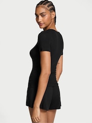 Victoria's Secret Black Modal Rib Henley Short Sleeve Set - Image 2 of 3