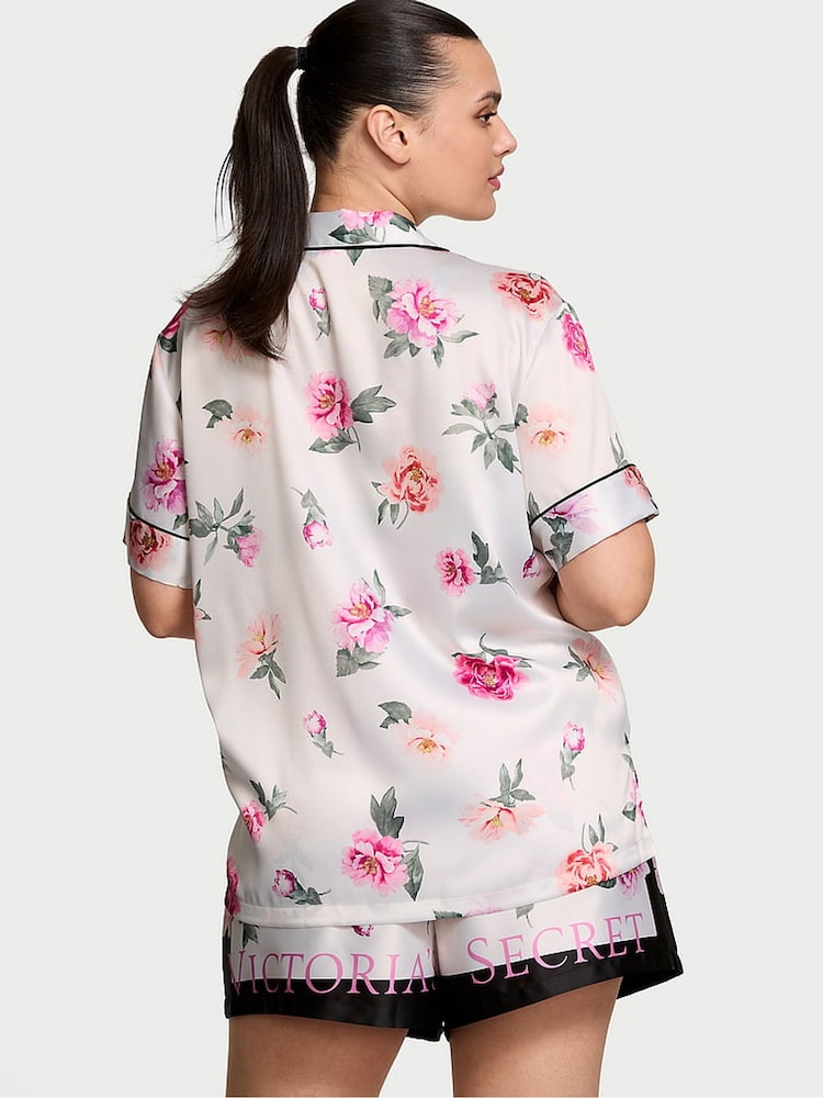 Victoria's Secret Coconut White Floral Satin Short Pyjama Set - Image 2 of 3