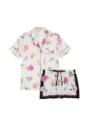 Victoria's Secret Coconut White Floral Satin Short Pyjama Set - Image 3 of 3