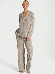 Victoria's Secret Turtle Dove Grey Dots Modal Long Pyjama Set - Image 1 of 3