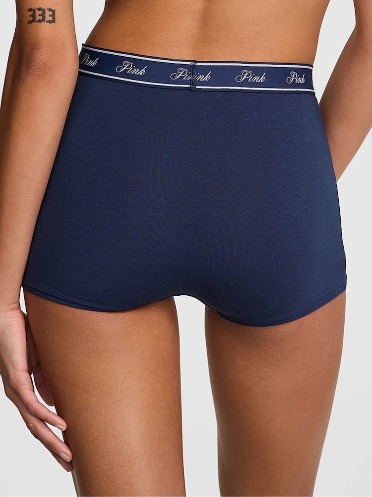 Victoria's Secret PINK Midnight Navy Blue High Waist Cotton Logo Knickers - Image 2 of 3