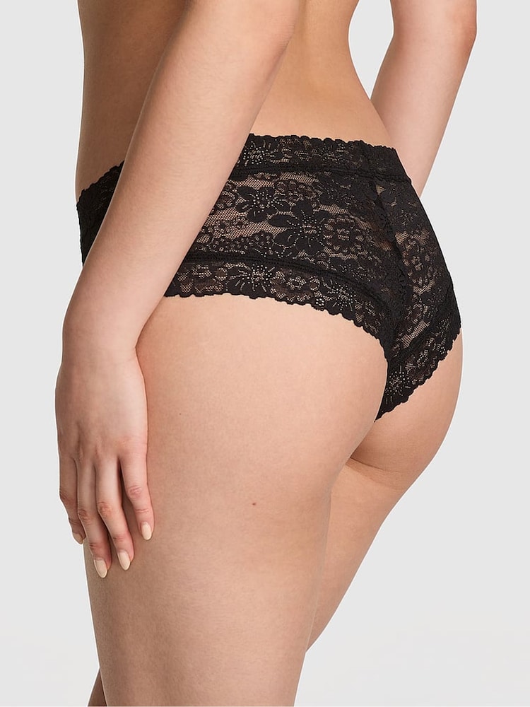 Victoria's Secret PINK Black Cheeky Floral Lace Knickers - Image 2 of 3