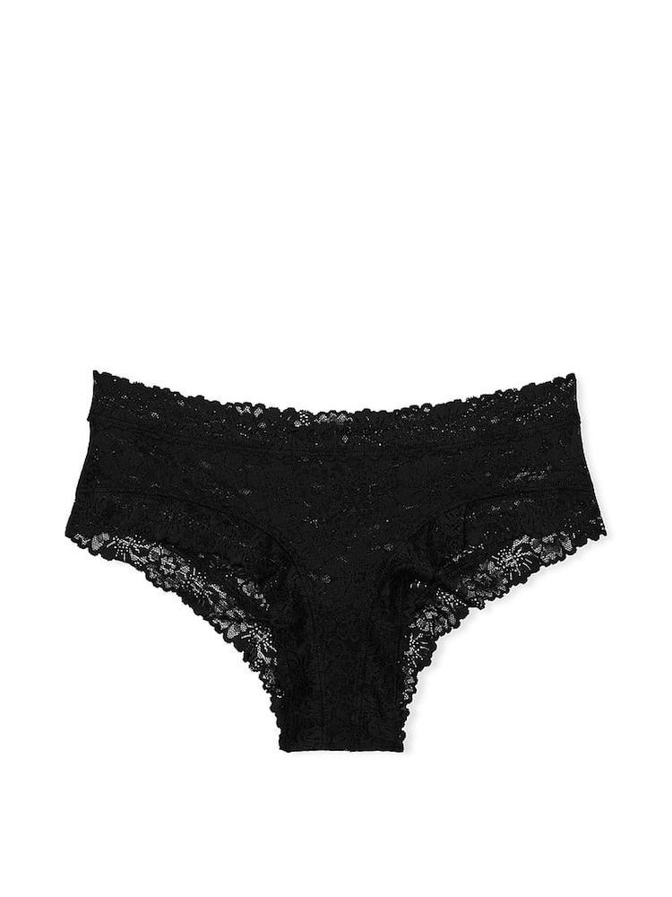 Victoria's Secret PINK Black Cheeky Floral Lace Knickers - Image 3 of 3