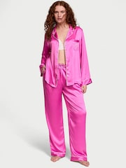 Victoria's Secret New Peony Pink Satin Long Pyjama Set - Image 1 of 3