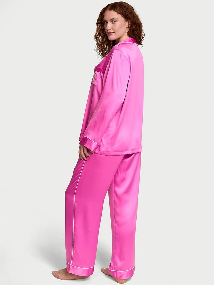 Victoria's Secret New Peony Pink Satin Long Pyjama Set - Image 2 of 3