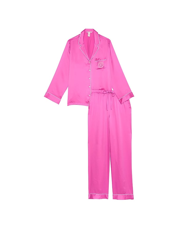 Victoria's Secret New Peony Pink Satin Long Pyjama Set - Image 3 of 3