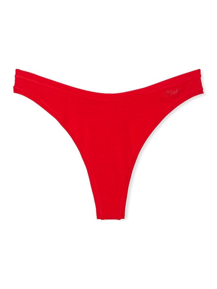 Victoria's Secret PINK Vermillion Red Thong Cotton Knickers - Image 3 of 3