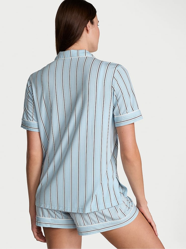 Victoria's Secret Blue Variegated Stripe Modal Short Pyjama Set - Image 2 of 2