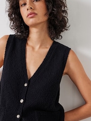 Hush Black 100% Cotton Ottiline Knitted Waistcoat - Image 4 of 5