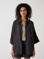 Hush Black Lana Linen Blend Shirt - Image 1 of 4