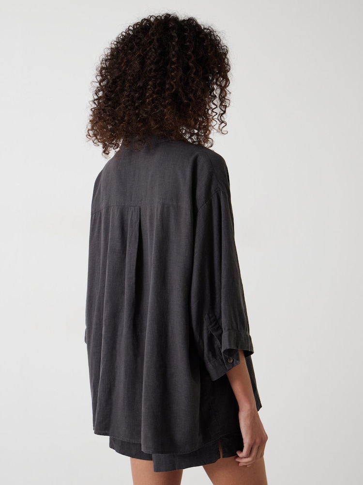Hush Black Lana Linen Blend Shirt - Image 2 of 4