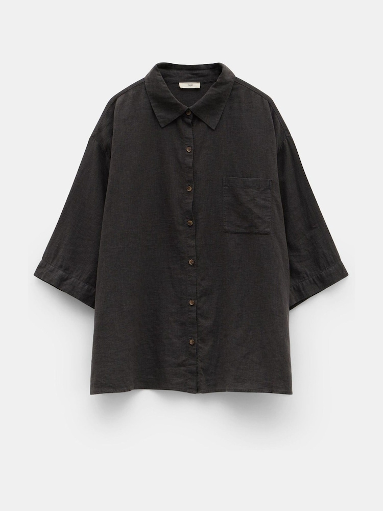 Hush Black Lana Linen Blend Shirt - Image 4 of 4