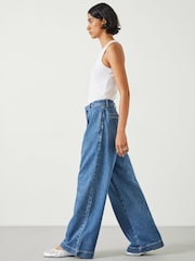 Hush denim blue Lya Pleated Wide Leg 100% Cotton Jeans - Image 3 of 5