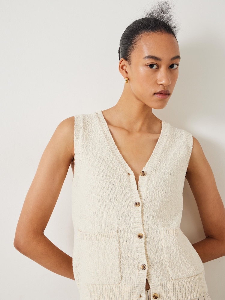 Hush White 100% Cotton Ottiline Knitted Waistcoat - Image 3 of 4