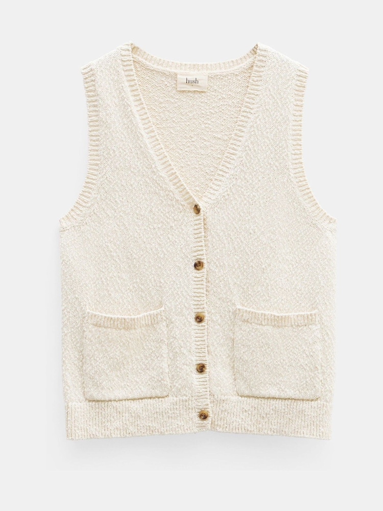 Hush White 100% Cotton Ottiline Knitted Waistcoat - Image 4 of 4