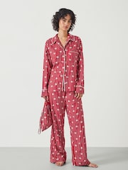 Hush Red Luella Cotton Viscose Stripe Polka Dot 100% Cotton Pyjamas Set - Image 1 of 5