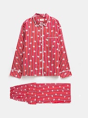Hush Red Luella Cotton Viscose Stripe Polka Dot 100% Cotton Pyjamas Set - Image 5 of 5