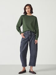 Hush Green Emily Puff Sleeve 100% Cotton Jersey Top - Image 2 of 5
