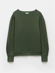 Hush Green Emily Puff Sleeve 100% Cotton Jersey Top - Image 5 of 5