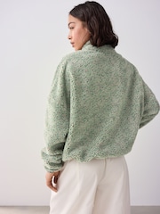 Teal Blue Teddy Borg Quarterzip Fleece Sweatshirt - Image 3 of 7