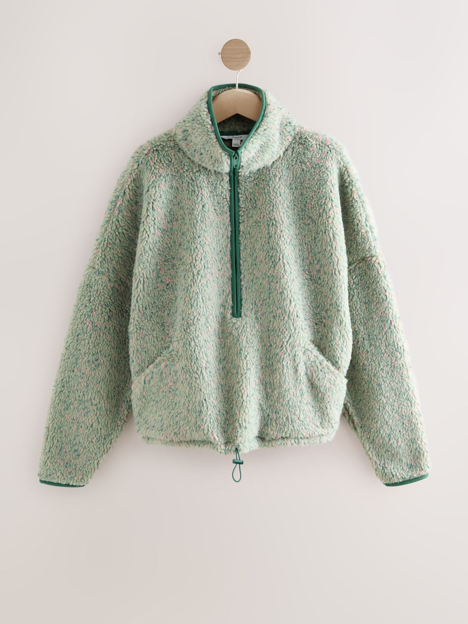 Buy Teal Blue Teddy Borg Quarterzip Fleece Sweatshirt from
