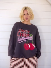 Charcoal Grey License Cherry Coke Washed Charcoal Crewneck Sweatshirt - Image 1 of 6